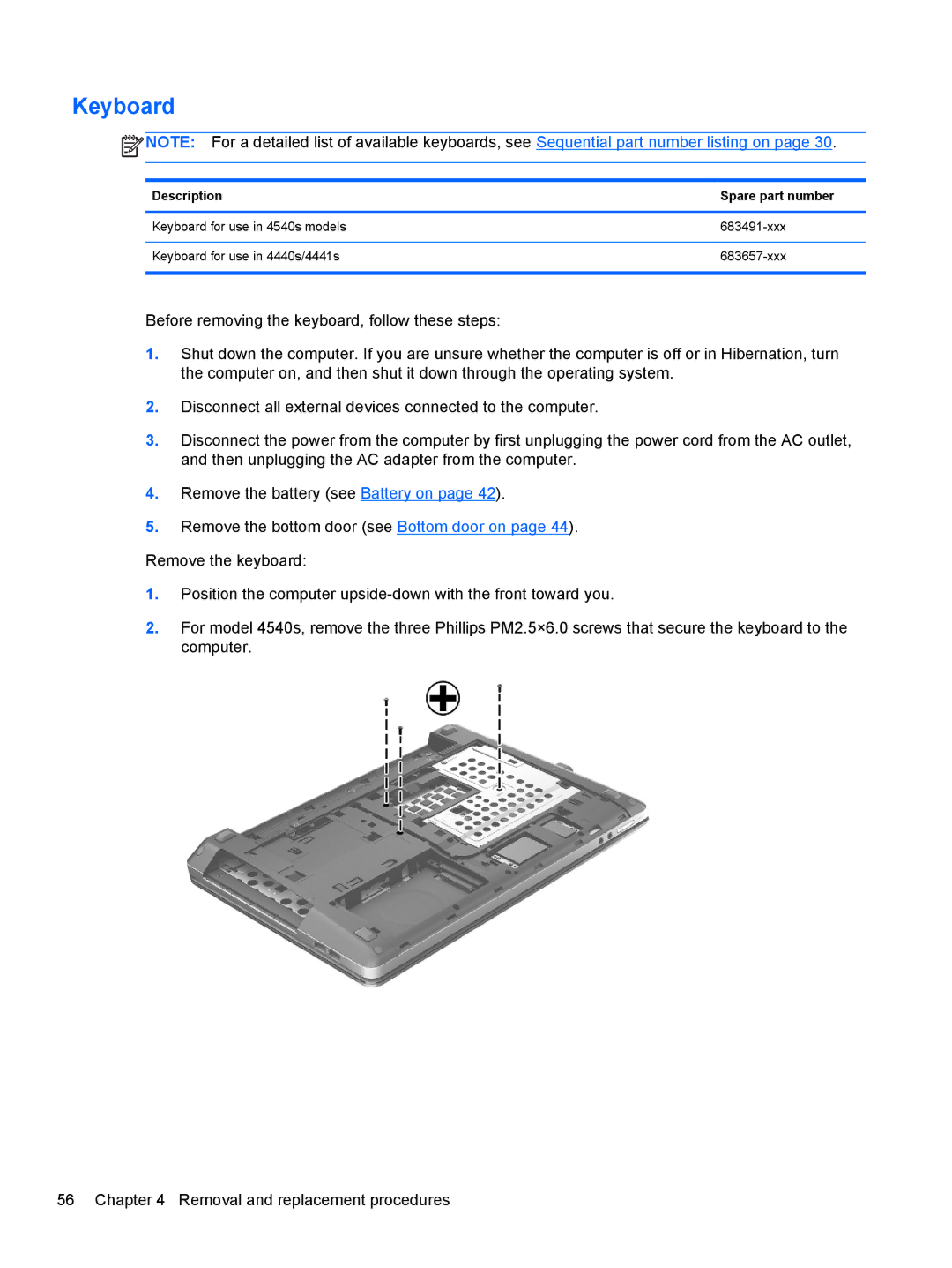 HP D8C11UT 14 D8C11UT#ABA, 14 C9K59UT#ABA, 4540s C6Z35UT#ABA manual Keyboard 