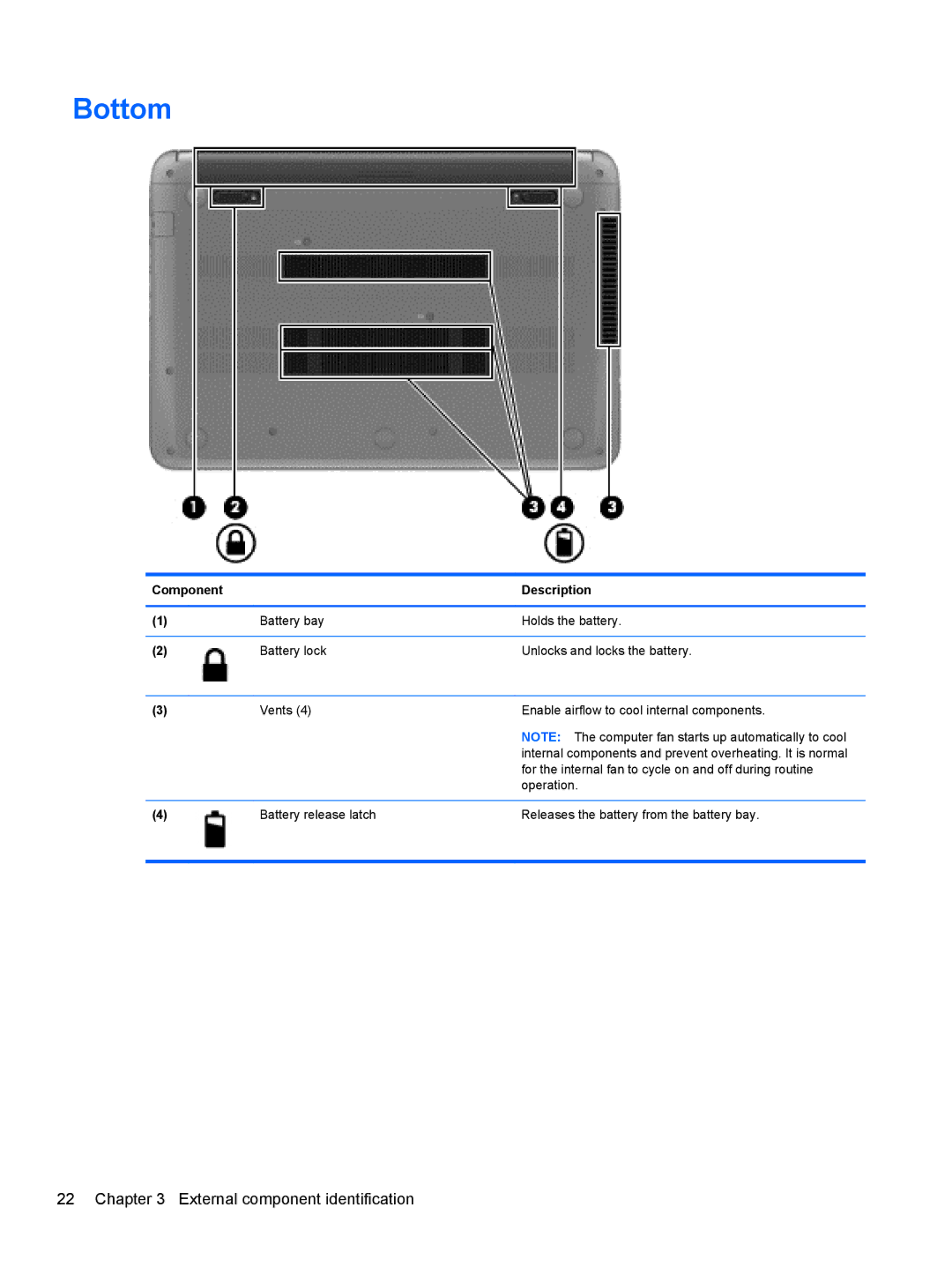 HP 14 Ultrabook manual Bottom 