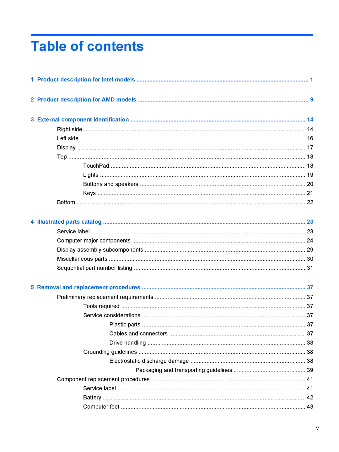 HP 14 Ultrabook manual Table of contents 