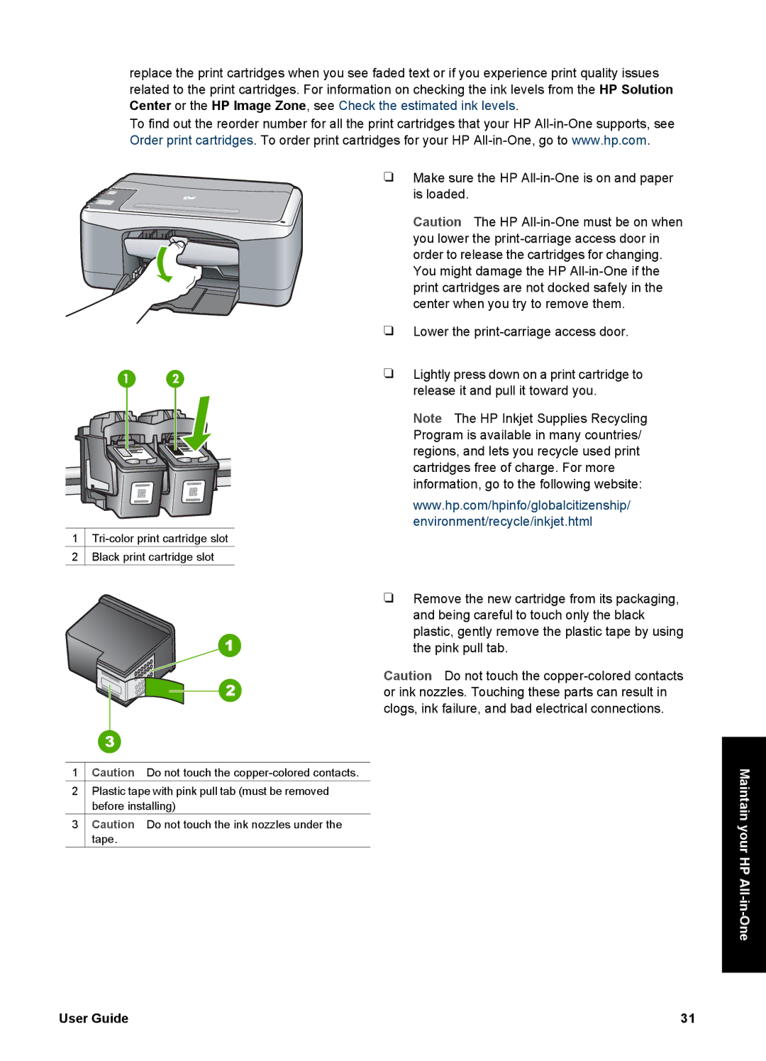 HP 1400 manual Environment/recycle/inkjet.html 