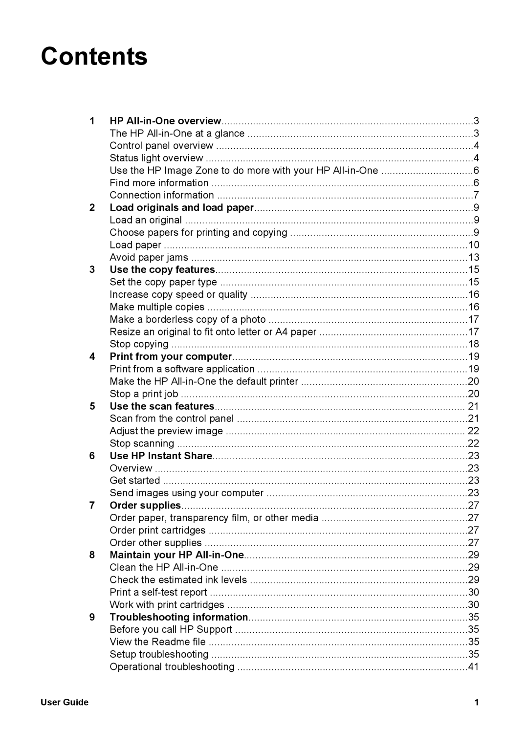 HP 1400 manual Contents 