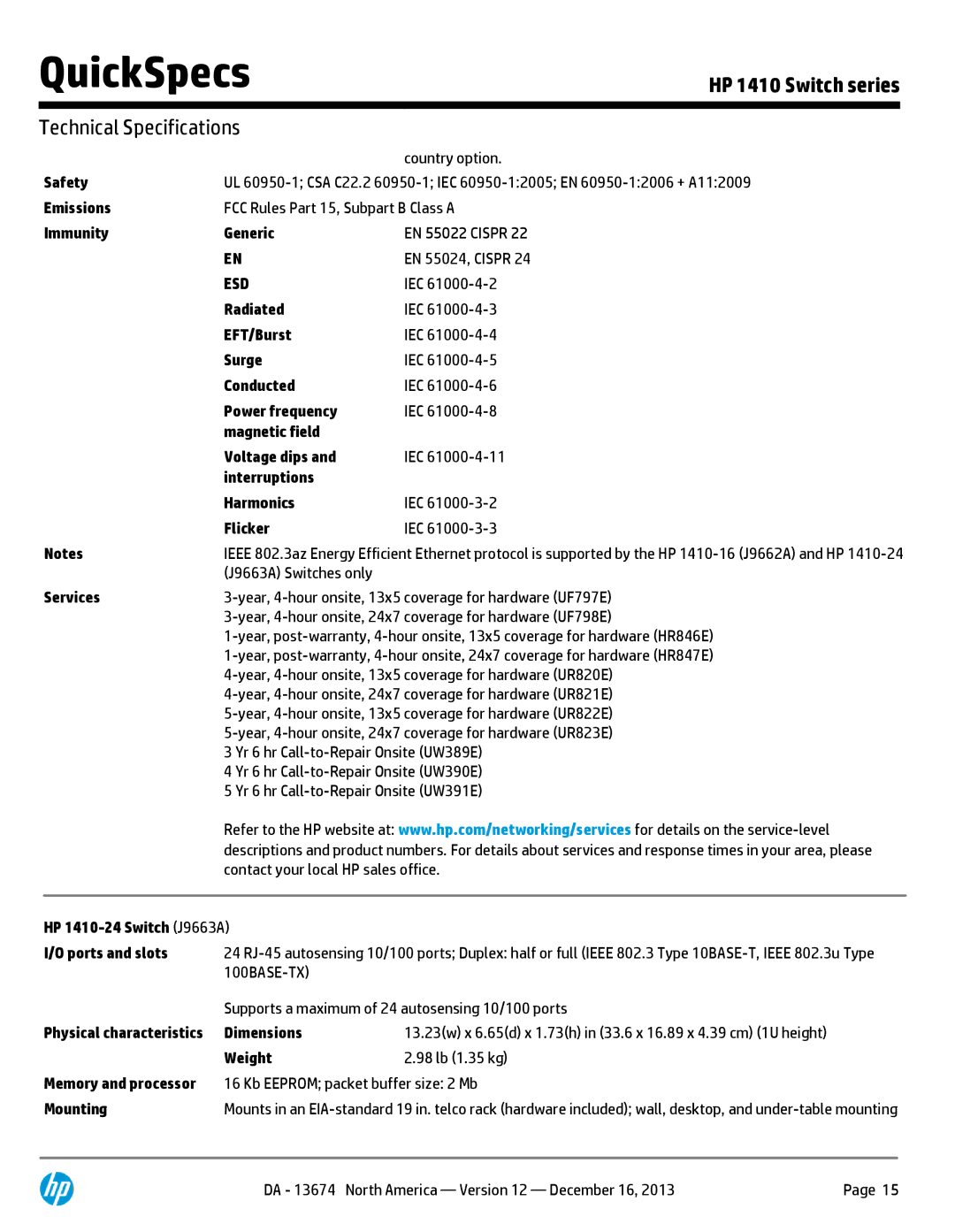 HP 1410-24G Gigabit Ethernet J9561A#ABA manual J9663A Switches only, HP 1410-24 Switch J9663A 