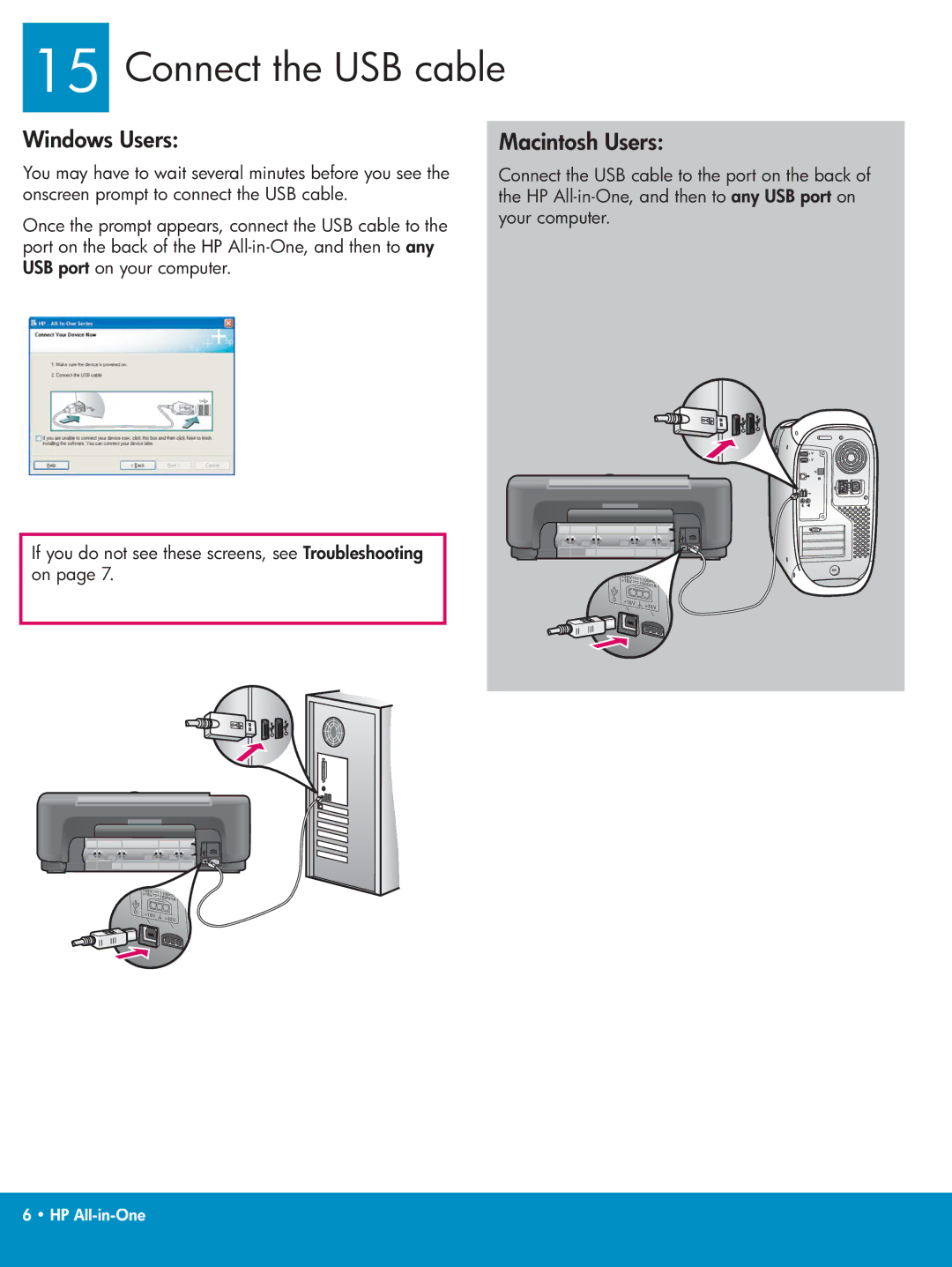 HP 1410xi, 1402, 1410v manual Connect the USB cable 