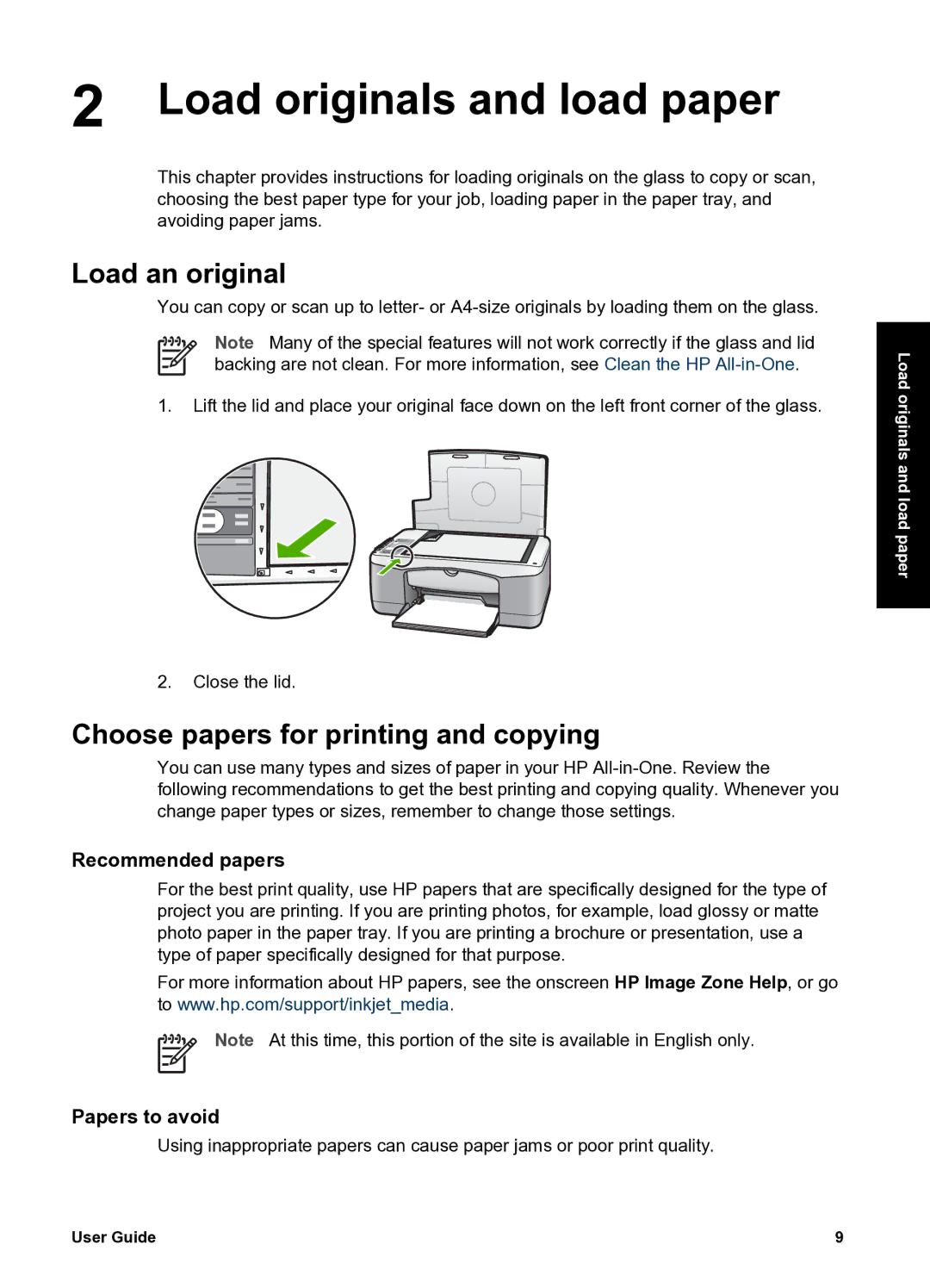 HP 1410xi, 1417 manual Load originals and load paper, Load an original, Choose papers for printing and copying 