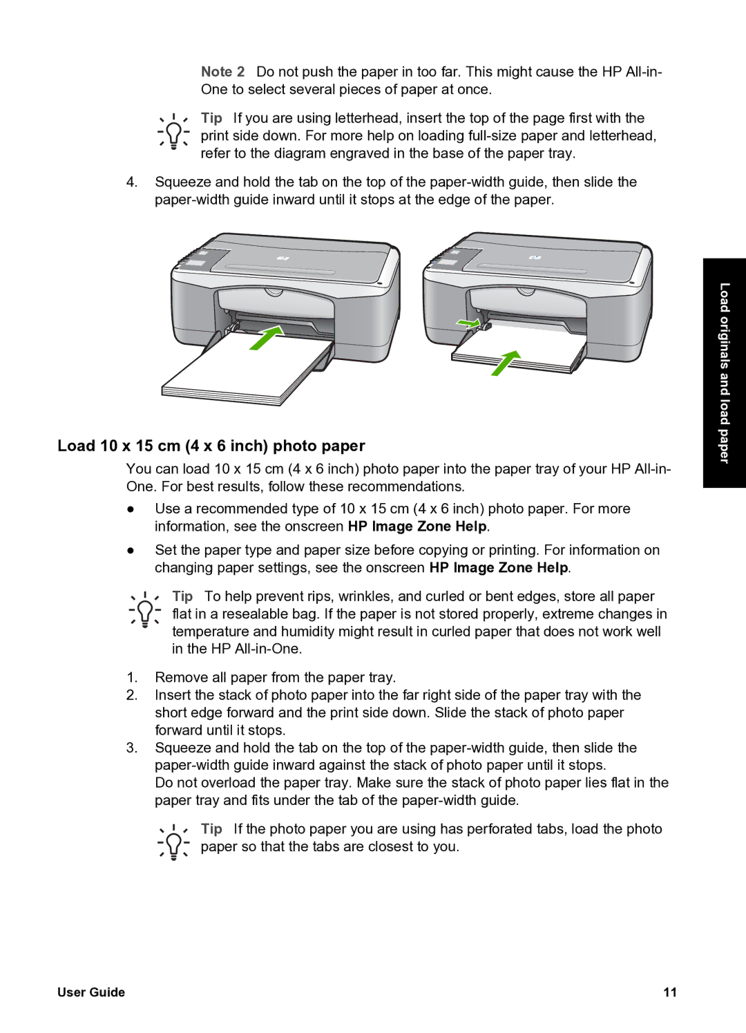 HP 1410xi, 1417 manual Load 10 x 15 cm 4 x 6 inch photo paper 