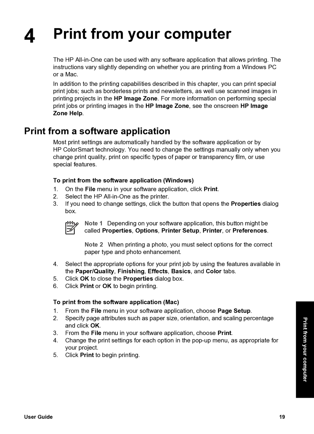 HP 1410xi Print from your computer, Print from a software application, To print from the software application Windows 