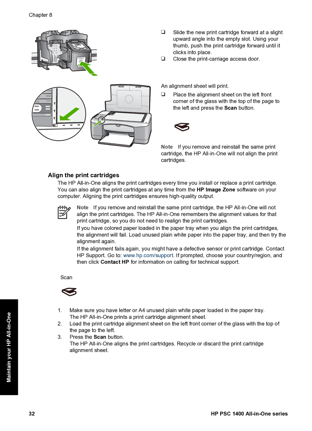 HP 1417, 1410xi manual Align the print cartridges 