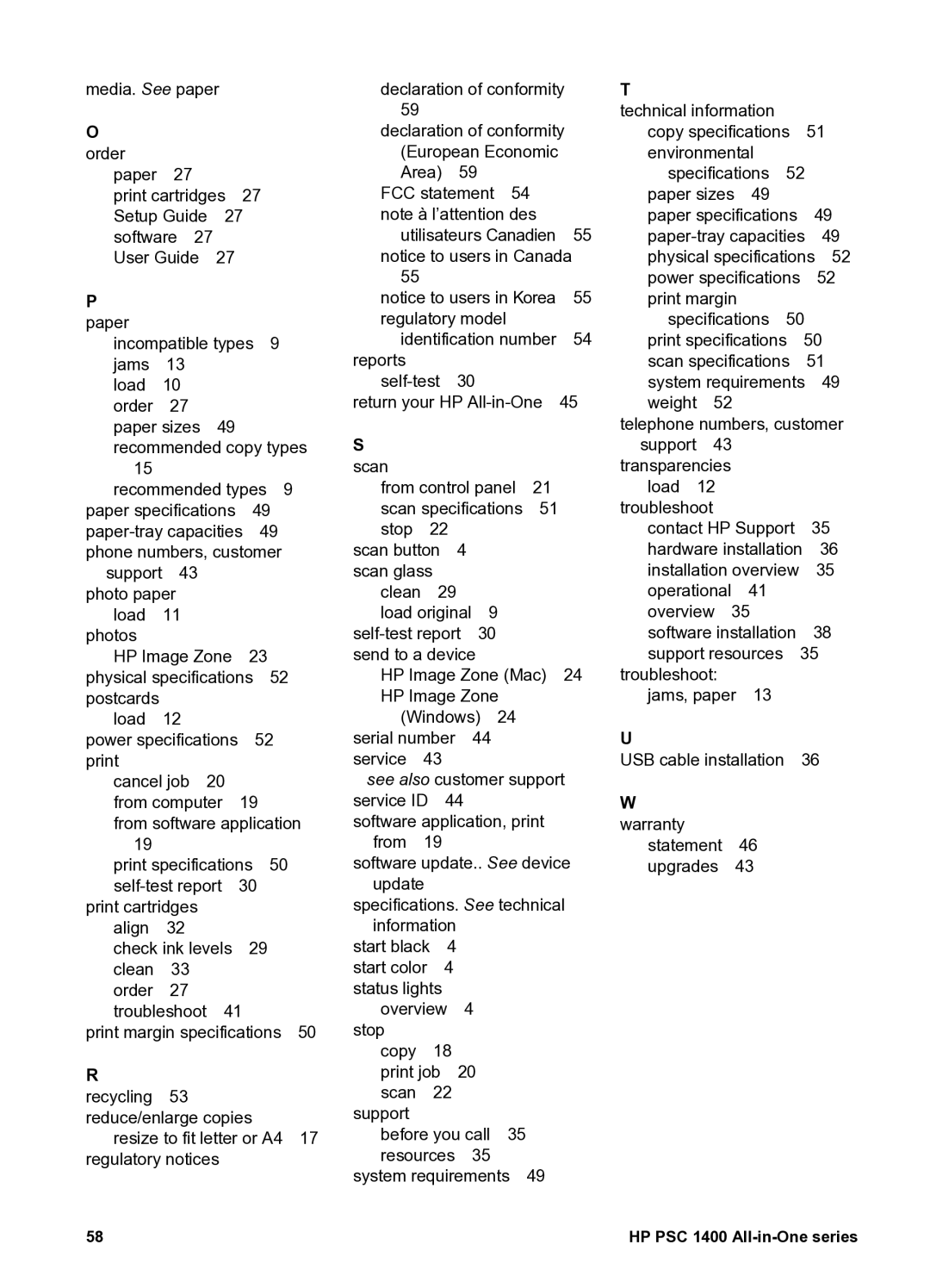 HP 1417, 1410xi manual Order, Paper 