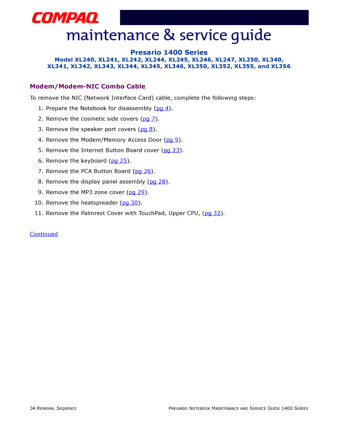 HP 14XL246, 14XL352, 14XL250, 14XL355, 14XL242 manual Modem/Modem-NIC Combo Cable 