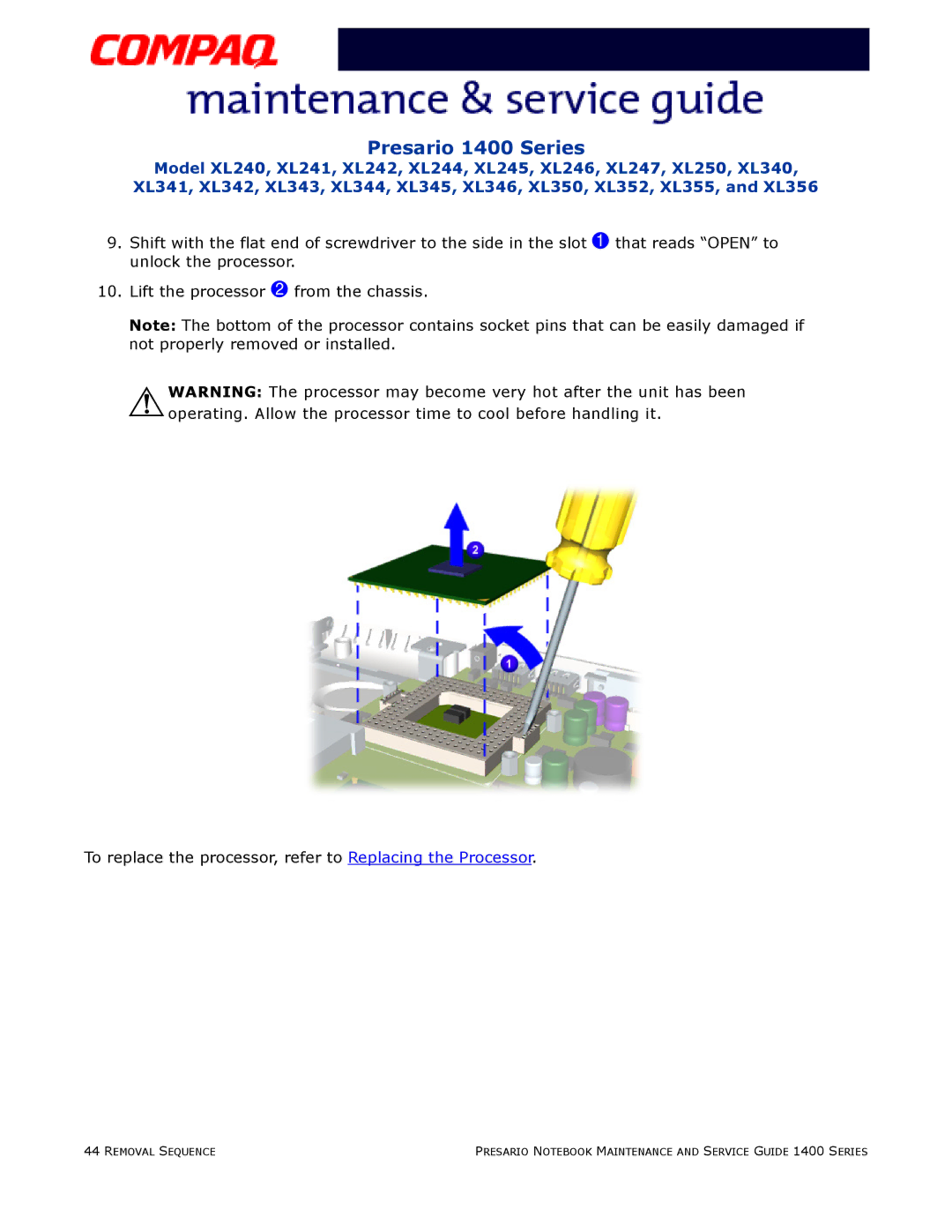 HP 14XL246, 14XL352, 14XL250, 14XL355, 14XL242 manual Presario 1400 Series 