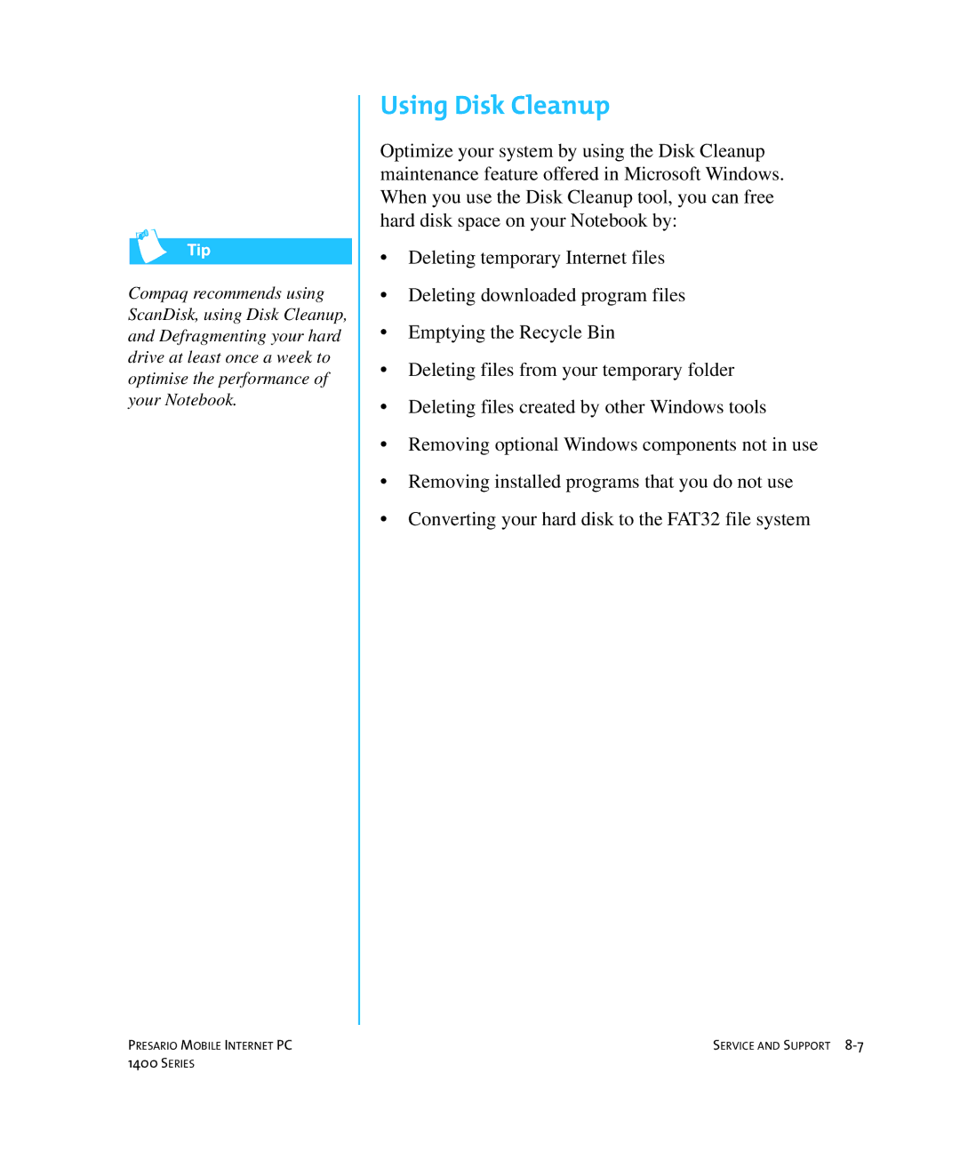 HP 14XL455 manual Using Disk Cleanup 