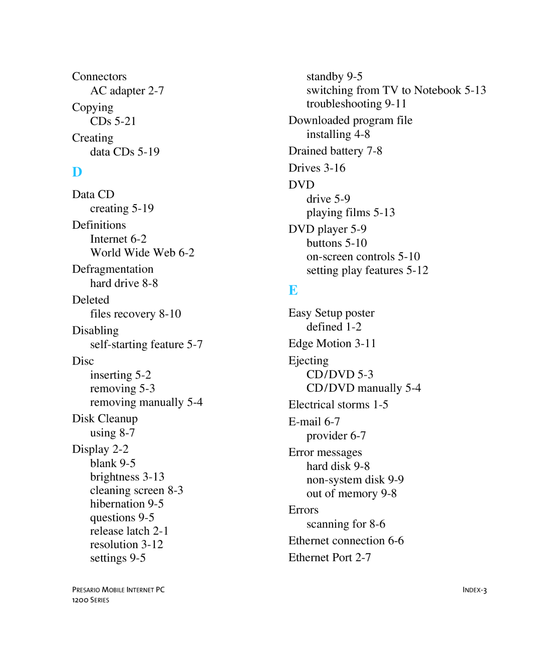 HP 14XL455 manual INDEX-3 