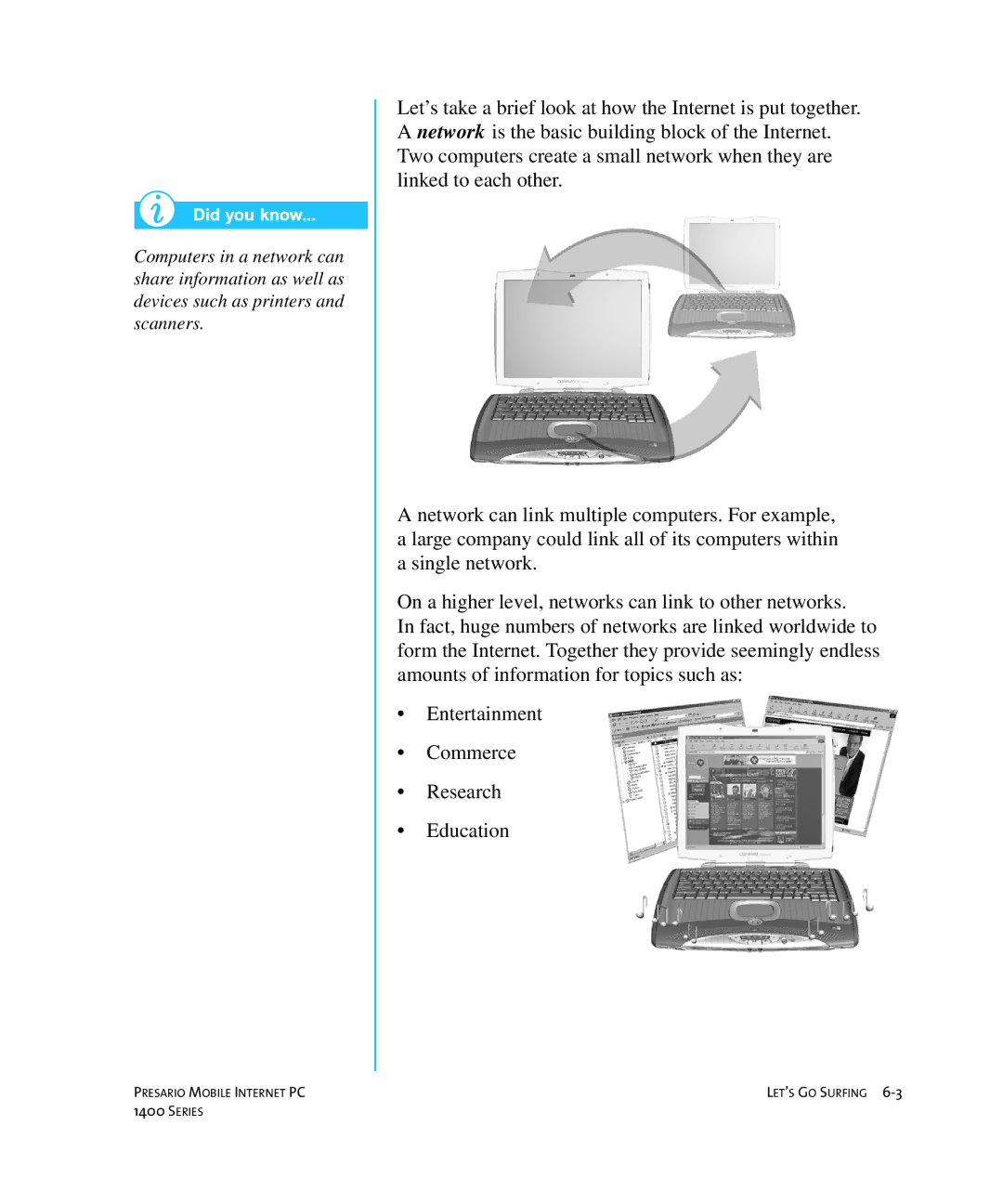 HP 14XL455 manual Presario Mobile Internet PC LET’S GO Surfing 