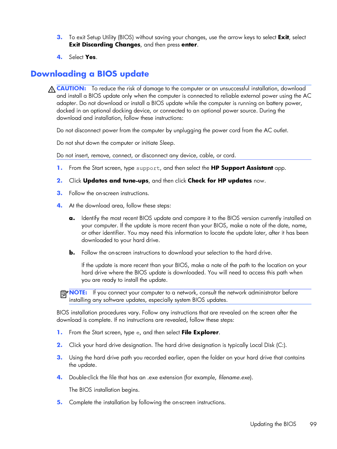 HP 15 E0L75UAABA, 15 E0M61UAABA, 15 E0L73UAABA manual Downloading a Bios update 