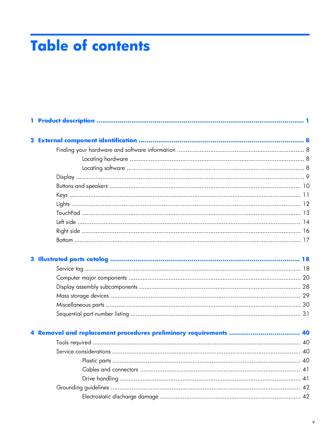 HP 15 E0L75UAABA, 15 E0M61UAABA, 15 E0L73UAABA manual Table of contents 