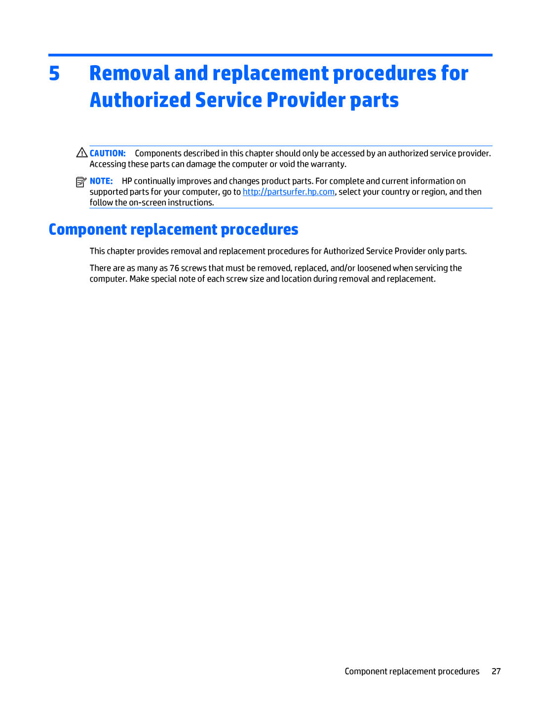 HP 15t-u000 x360, 15-u011dx x360, 15-u050ca x360, 15-u002xx x360 manual Component replacement procedures 