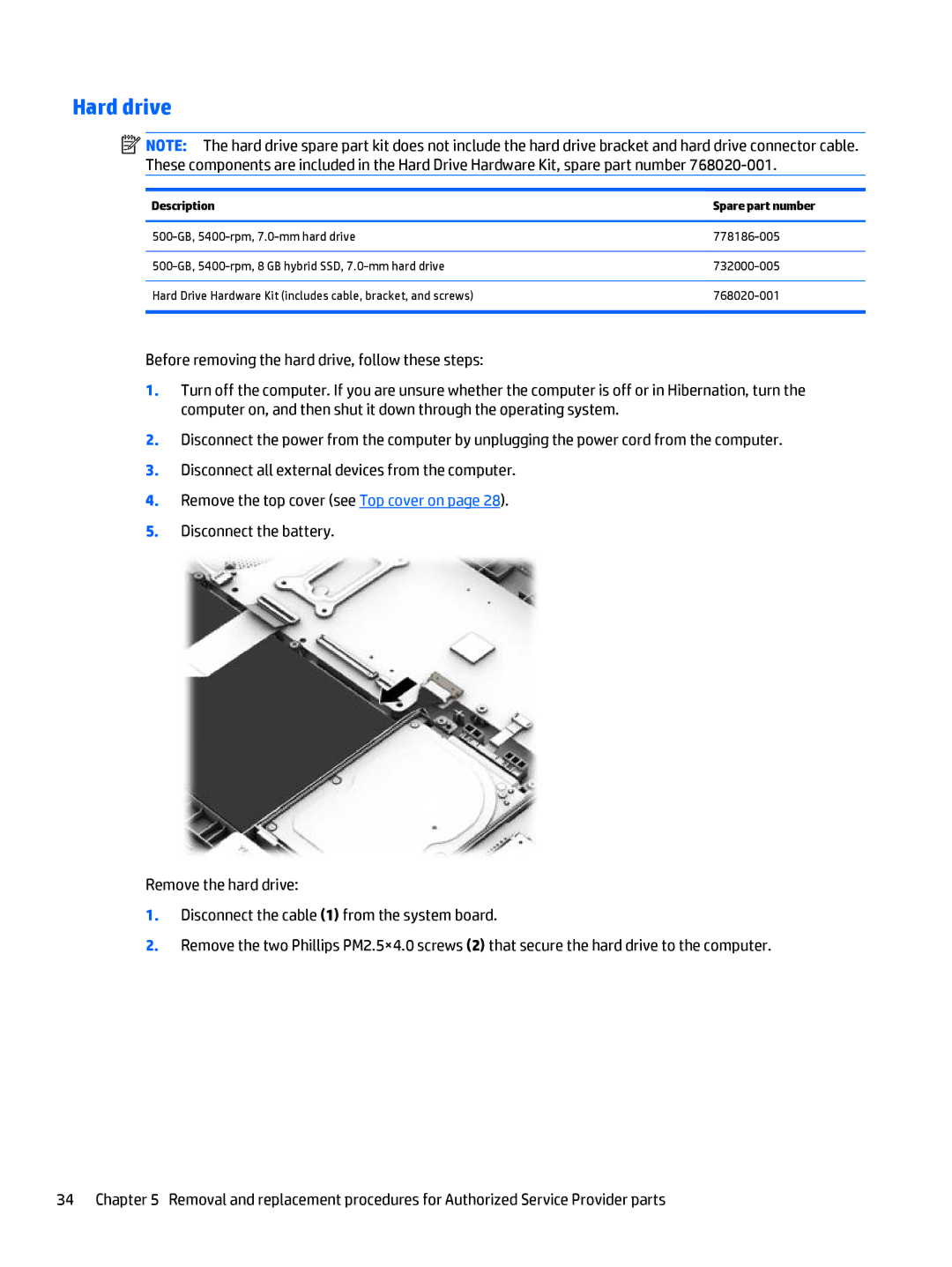 HP 15-u002xx x360, 15-u011dx x360, 15-u050ca x360, 15t-u000 x360 manual Hard drive, Description Spare part number 