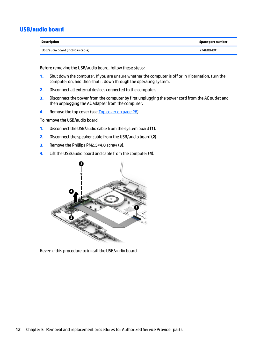 HP 15-u002xx x360, 15-u011dx x360, 15-u050ca x360, 15t-u000 x360 manual USB/audio board 