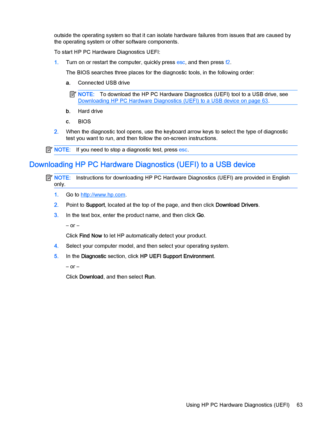 HP 15-u050ca x360, 15-u011dx x360, 15-u010dx x360 manual Downloading HP PC Hardware Diagnostics Uefi to a USB device 