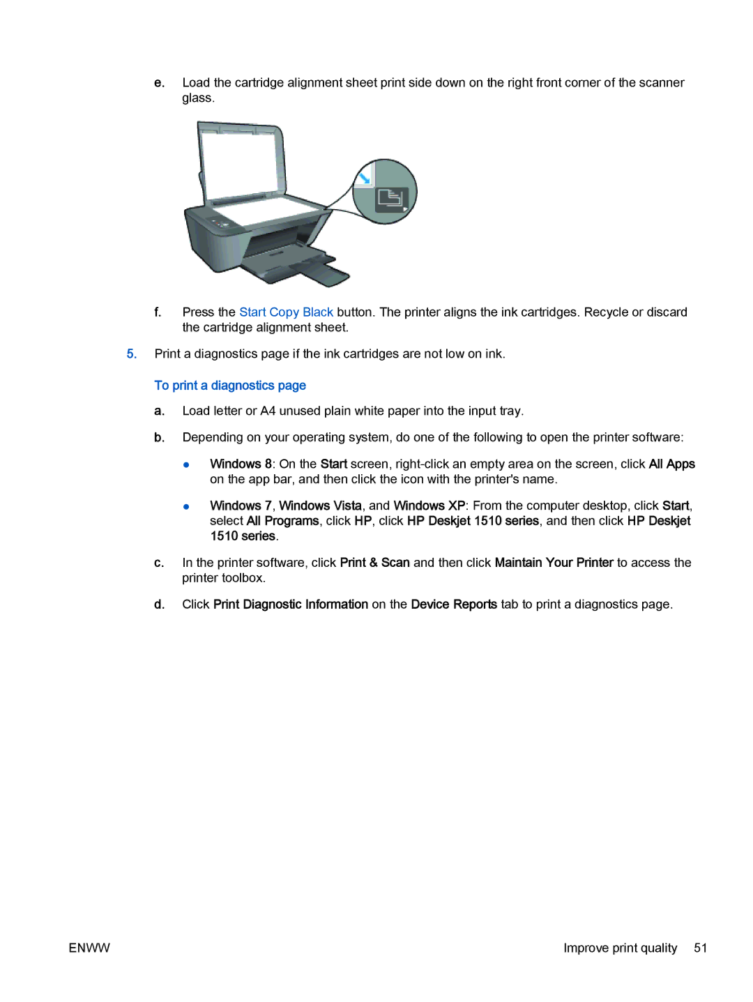 HP 1513, 1510, 1512 manual To print a diagnostics 