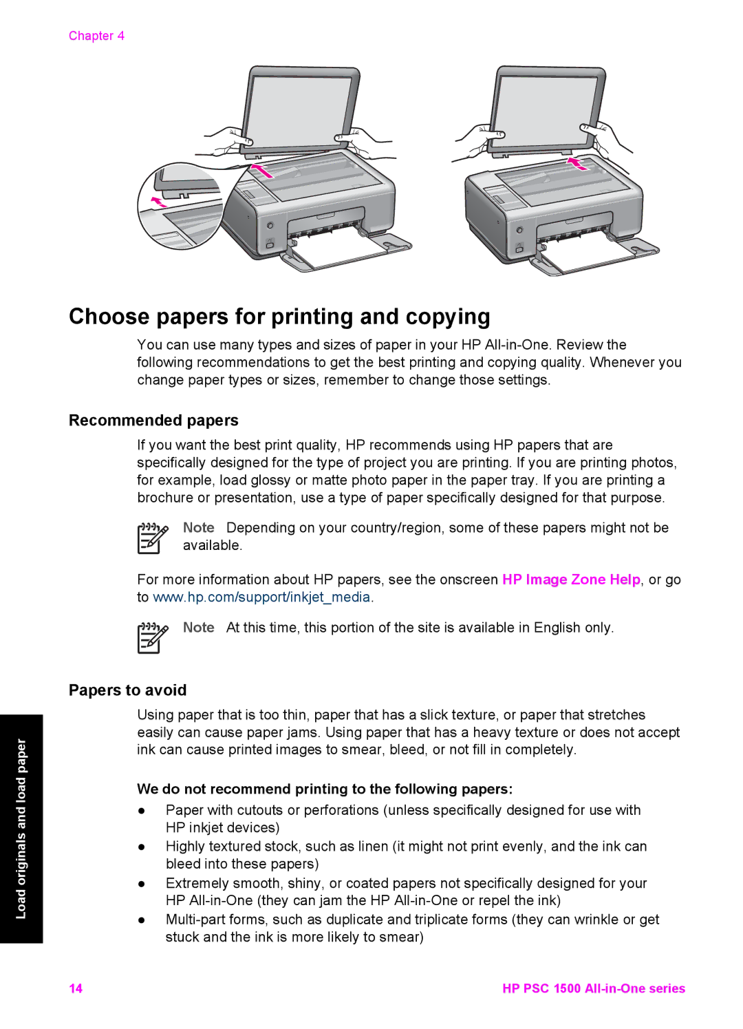 HP 1513, 1510v, 1510xi manual Choose papers for printing and copying, Recommended papers, Papers to avoid 