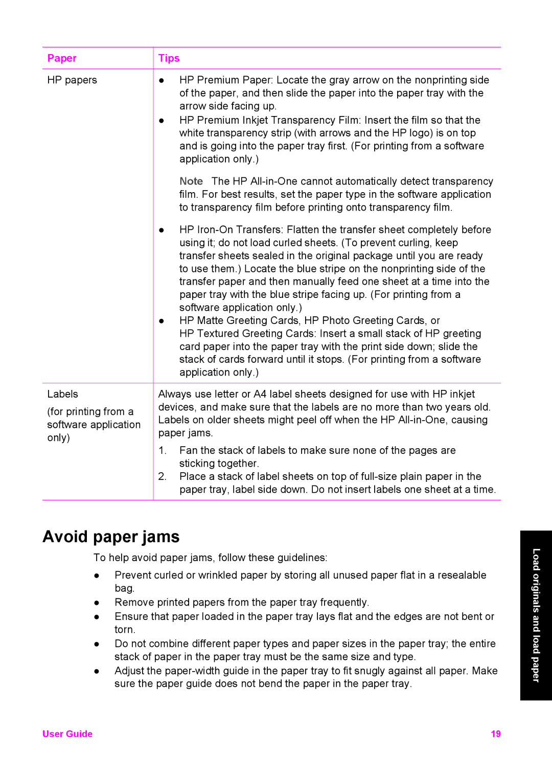 HP 1510xi, 1510v, 1513 manual Avoid paper jams, Paper, Tips 