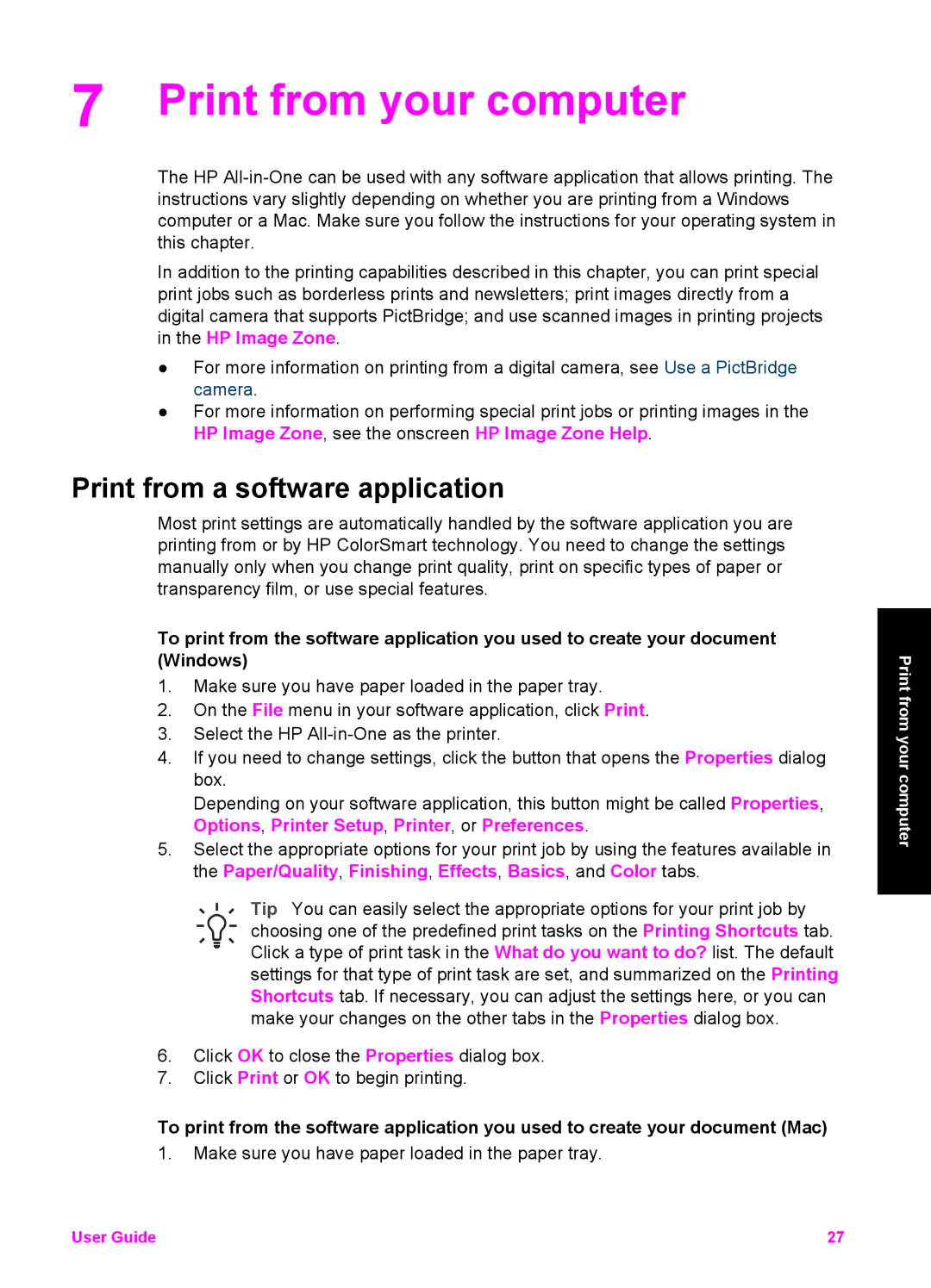 HP 1510v, 1510xi, 1513 manual Print from your computer, Print from a software application 