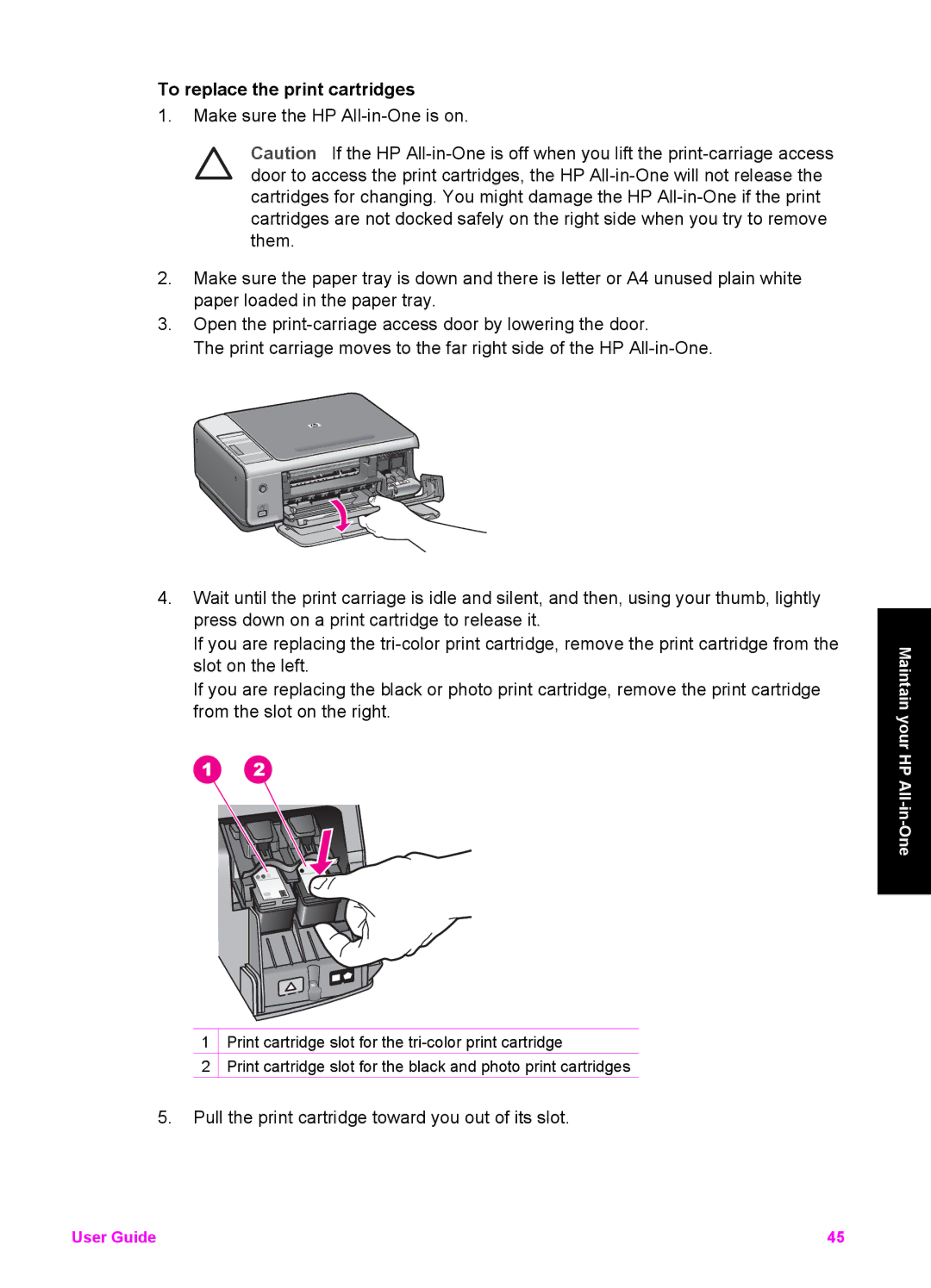 HP 1510v, 1510xi, 1513 manual To replace the print cartridges 