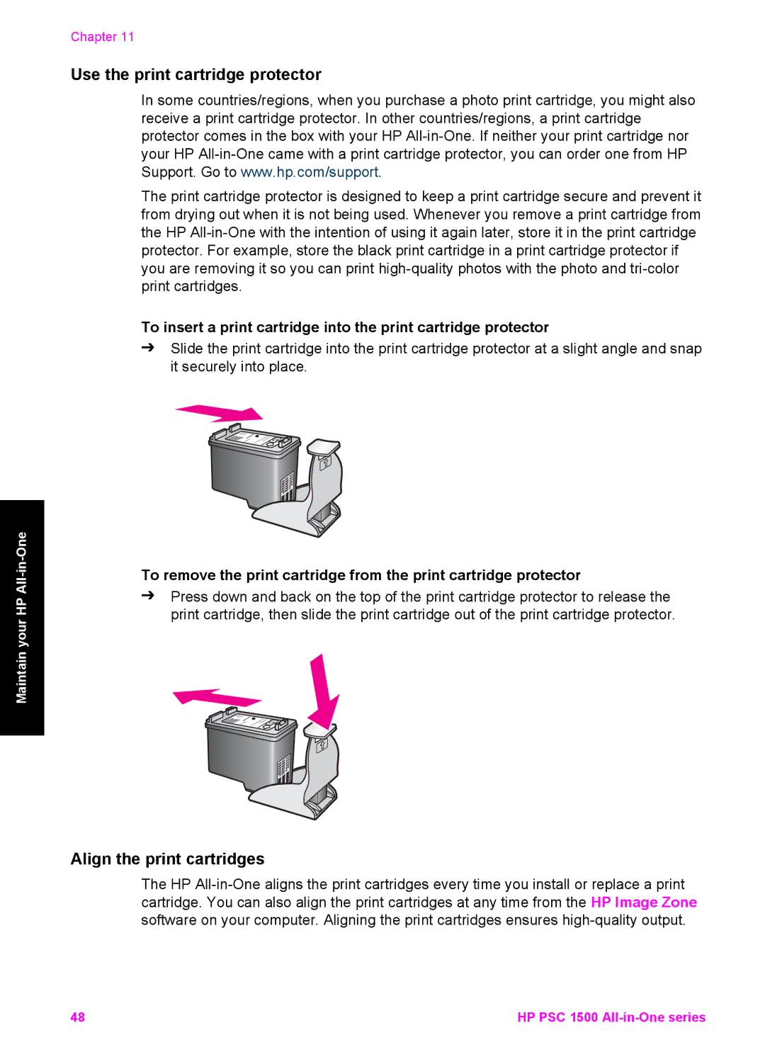 HP 1510v, 1510xi, 1513 manual Use the print cartridge protector, Align the print cartridges 