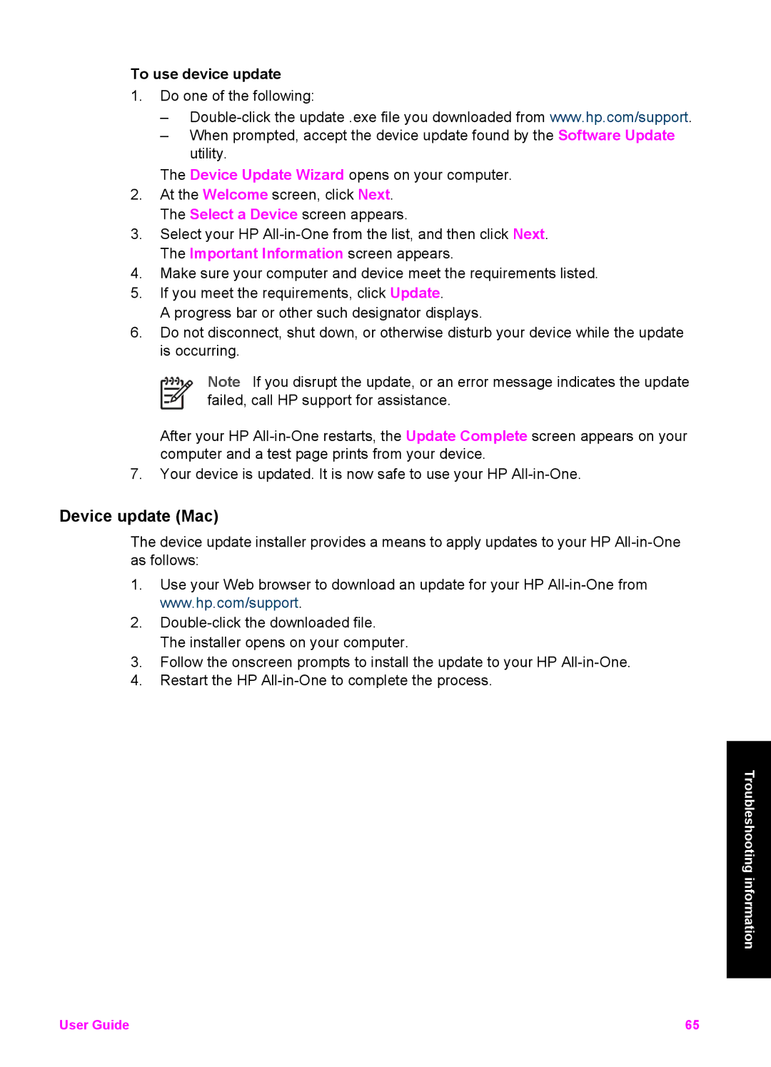 HP 1513, 1510v, 1510xi manual Device update Mac, To use device update 