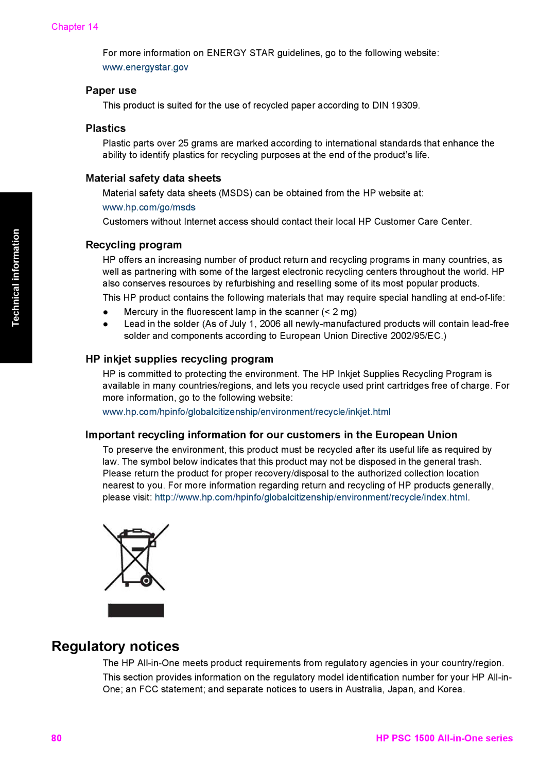 HP 1513, 1510v, 1510xi manual Regulatory notices 