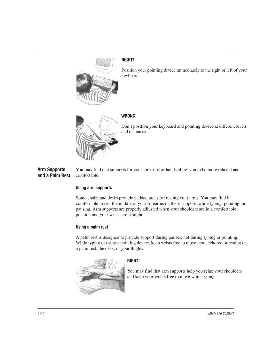 HP 1515EA manual Using arm supports, Using a palm rest 