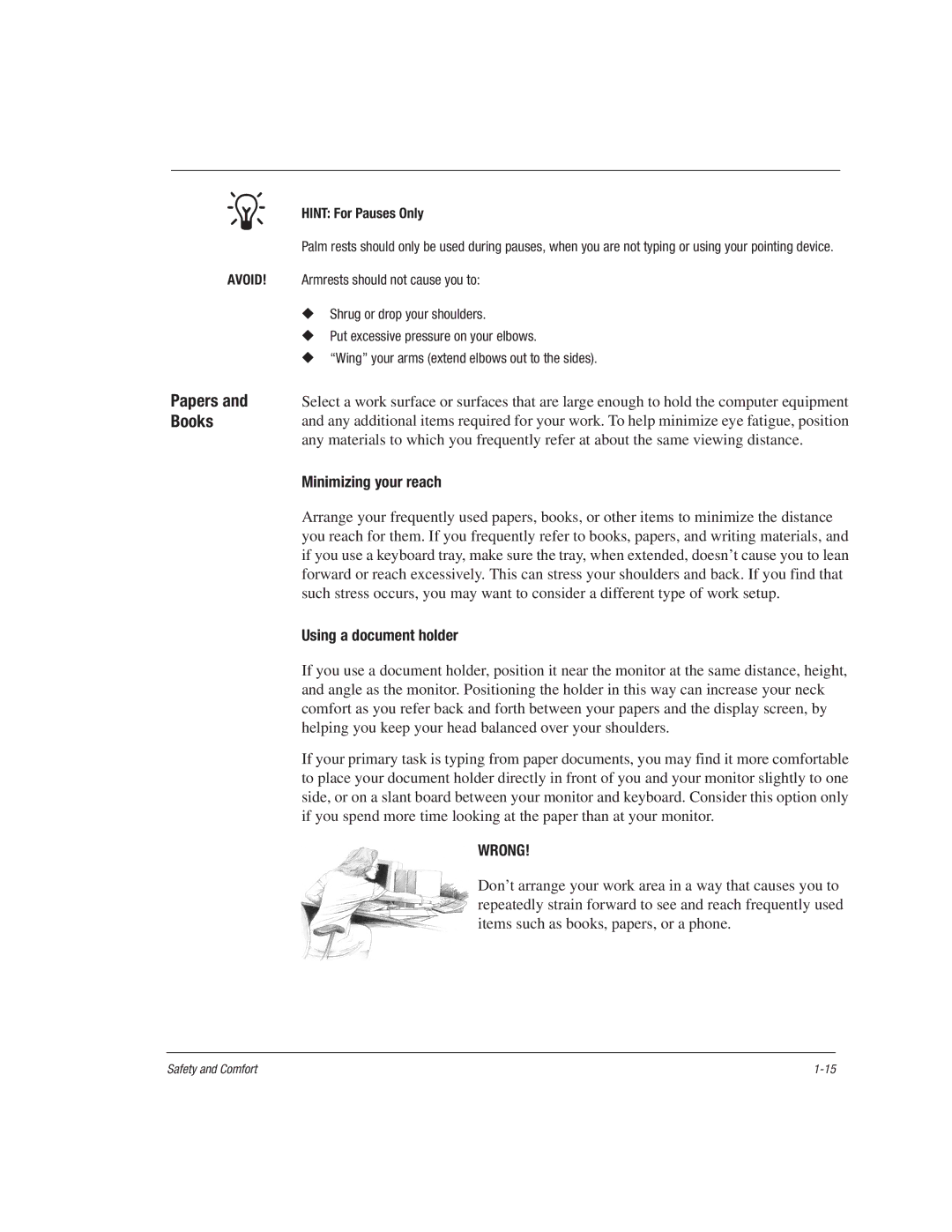 HP 1515EA manual Minimizing your reach, Using a document holder 