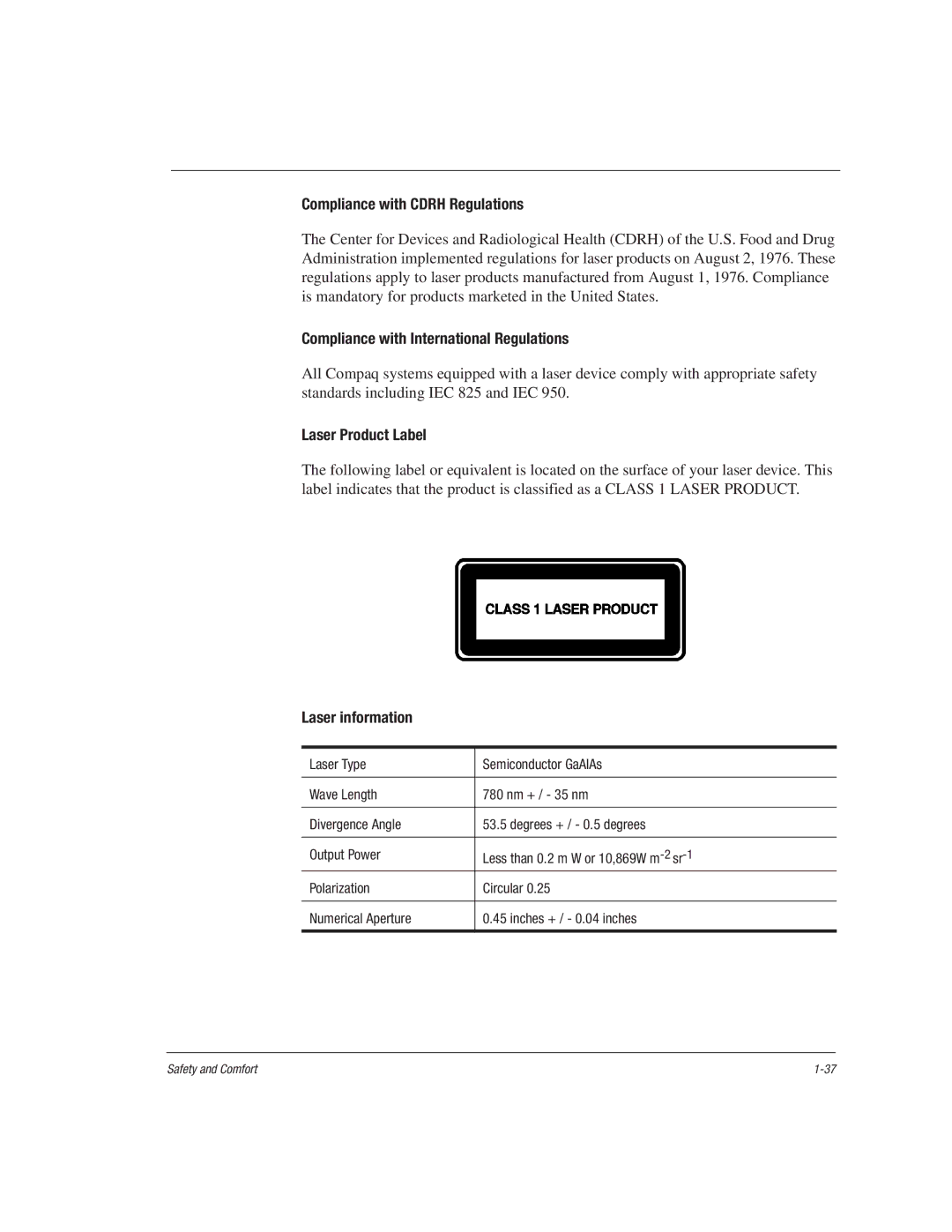 HP 1515EA manual Compliance with Cdrh Regulations, Compliance with International Regulations, Laser Product Label 