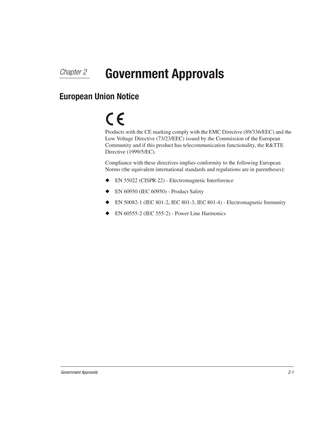 HP 1515EA manual Government Approvals, European Union Notice 