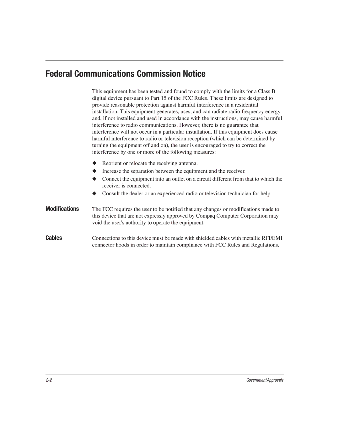 HP 1515EA manual Federal Communications Commission Notice, Modifications 