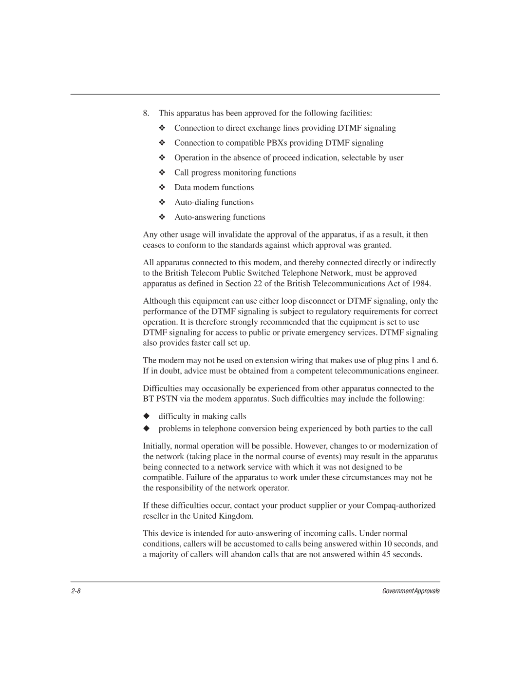 HP 1515EA manual Government Approvals 