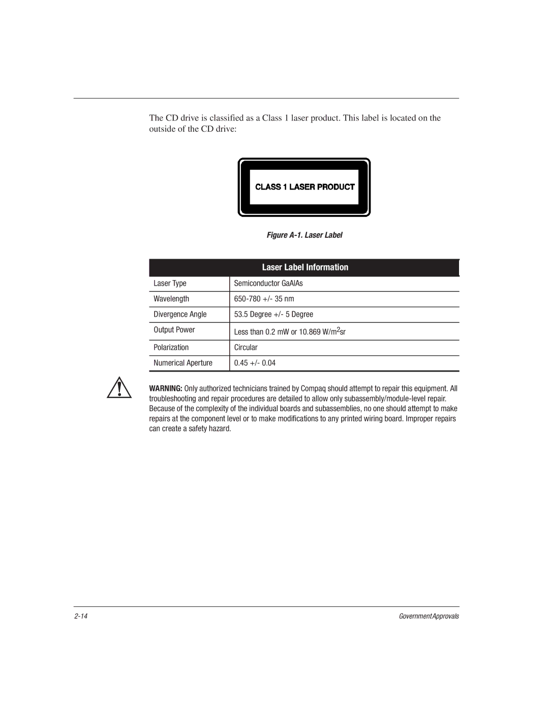 HP 1515EA manual Laser Label Information 