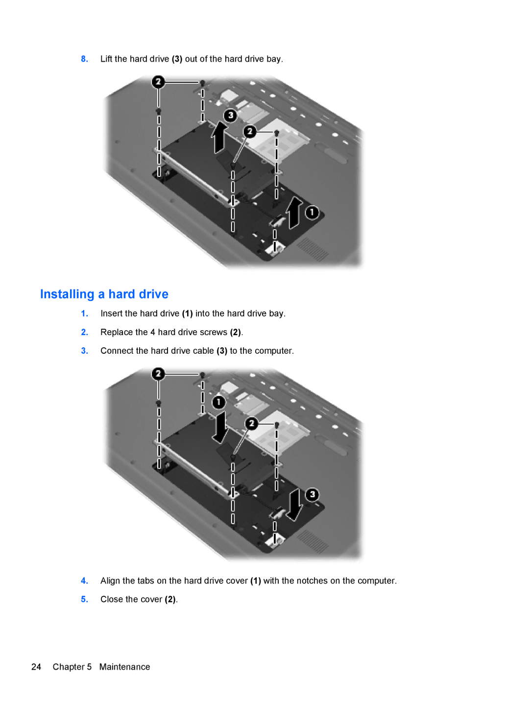 HP 15.6' A7A56UAR#ABA manual Installing a hard drive 