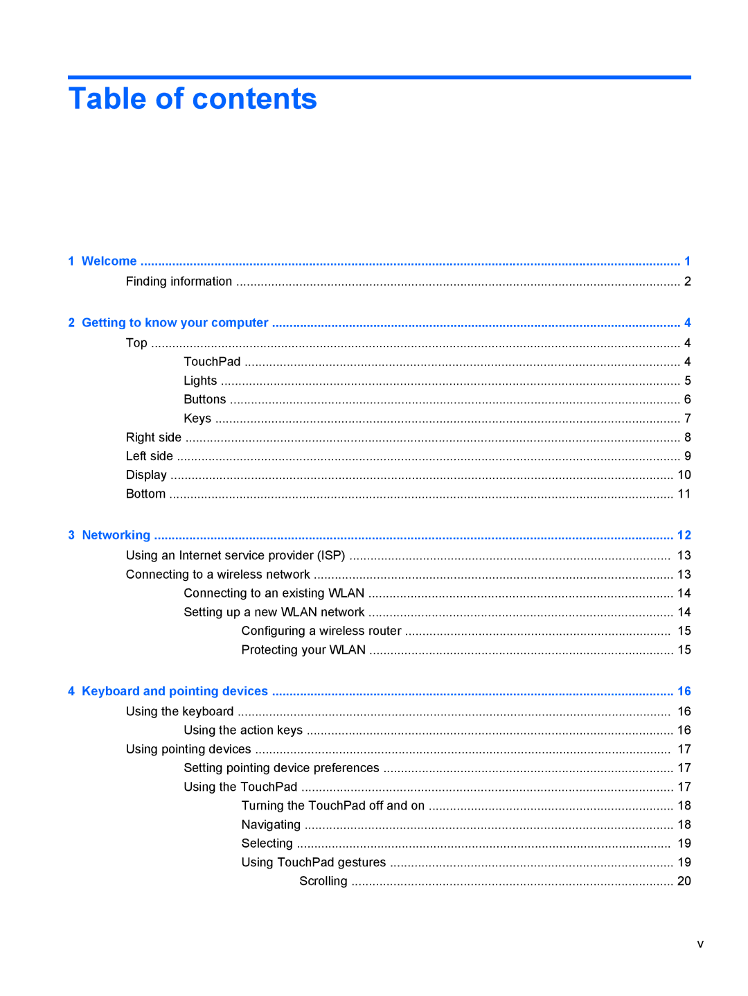 HP 15.6' A7A56UAR#ABA manual Table of contents 