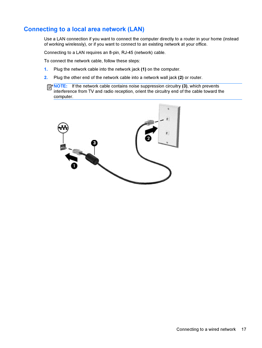 HP 15.6-Inch C2N46UA#ABA manual Connecting to a local area network LAN 