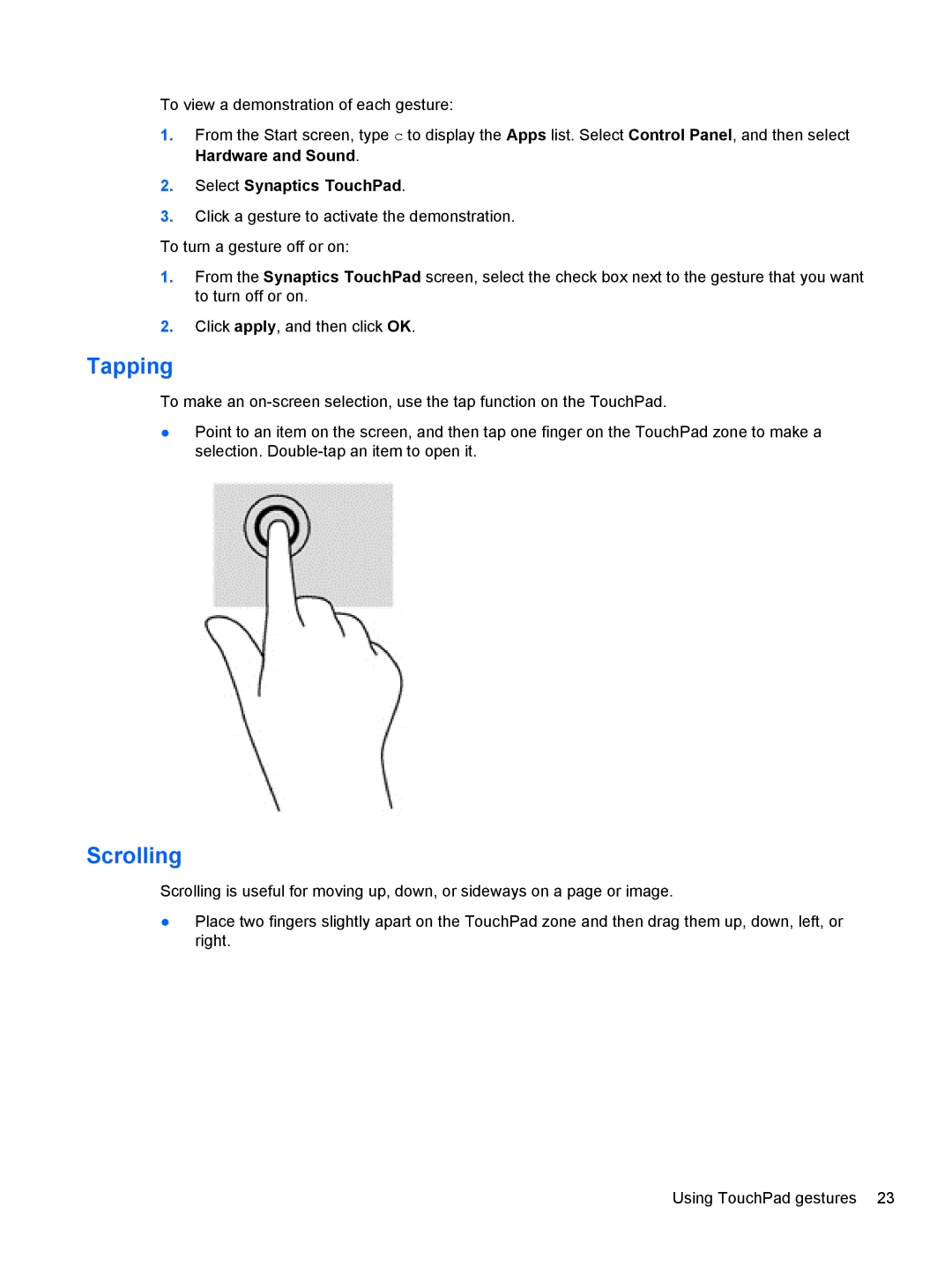 HP 15.6-Inch C2N46UA#ABA manual Tapping, Scrolling 