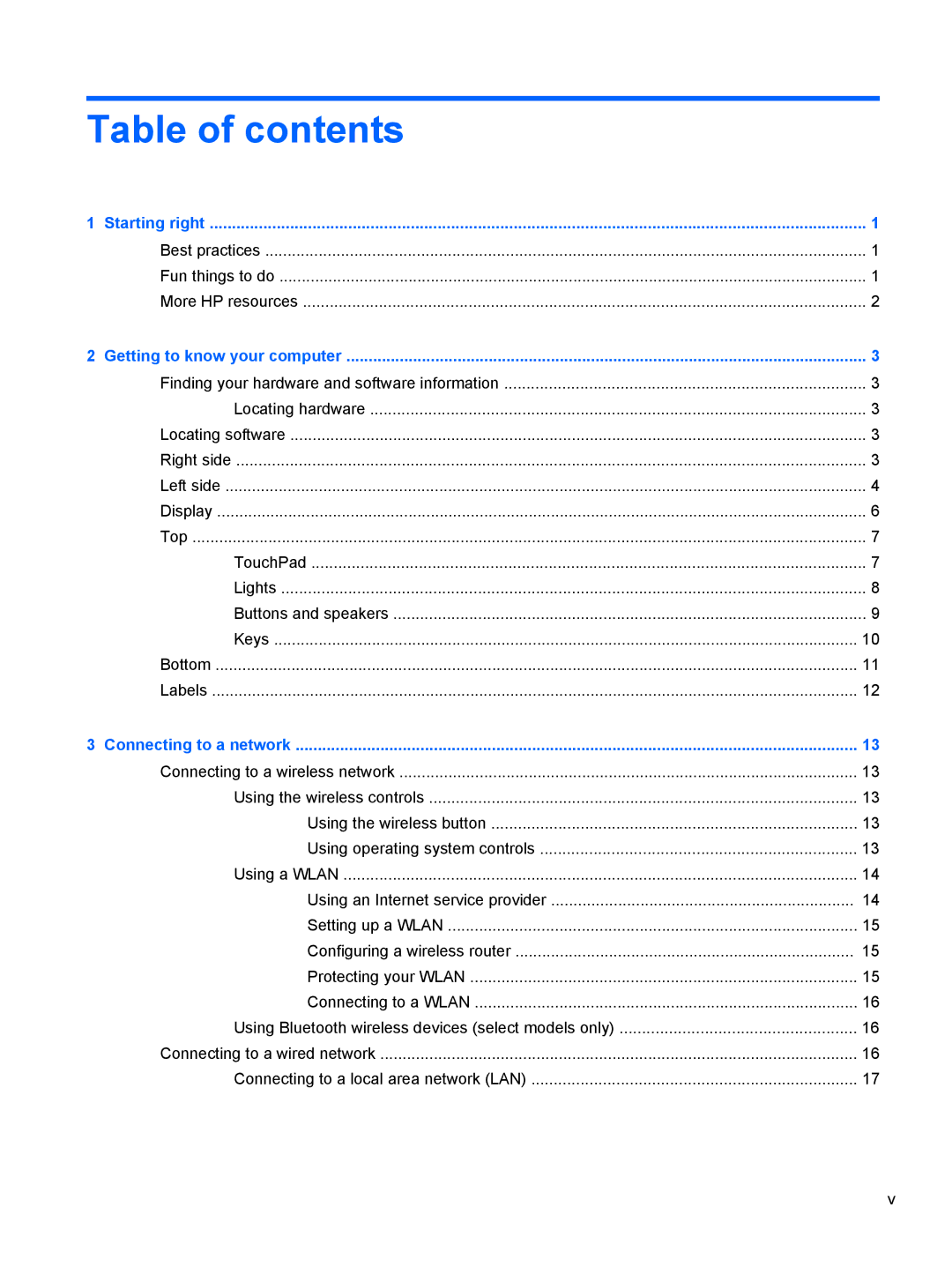 HP 15.6-Inch C2N46UA#ABA manual Table of contents 