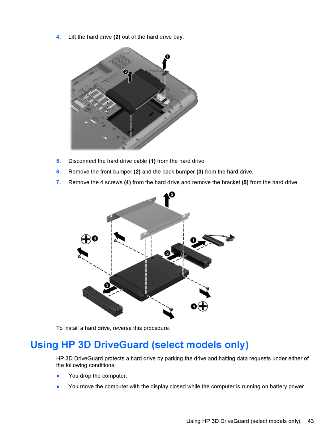 HP 15.6-Inch C2N46UA#ABA manual Using HP 3D DriveGuard select models only 