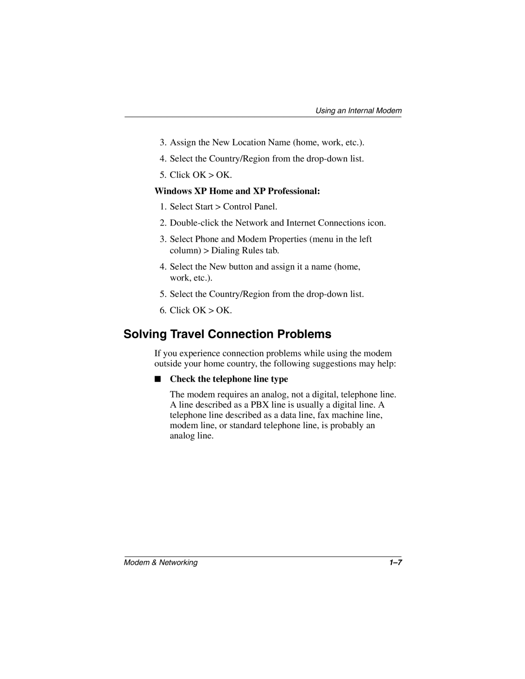 HP 1531AP, 1575AP, 1570AP, 1572AP, 1568AP, 1565AP, 1545AP Solving Travel Connection Problems, Check the telephone line type 