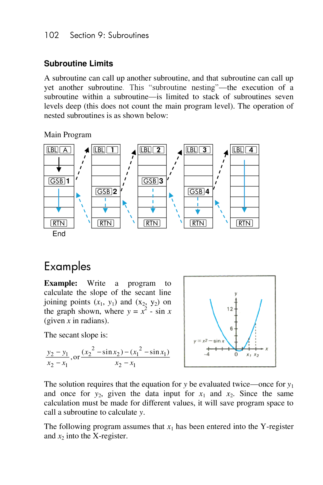 HP 15c Scientific manual Subroutine Limits 