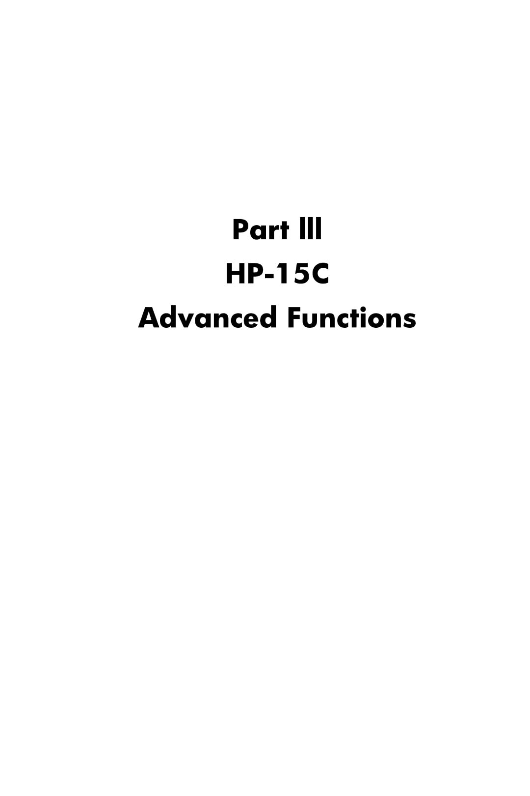 HP 15c Scientific manual Part lll HP-15C Advanced Functions 