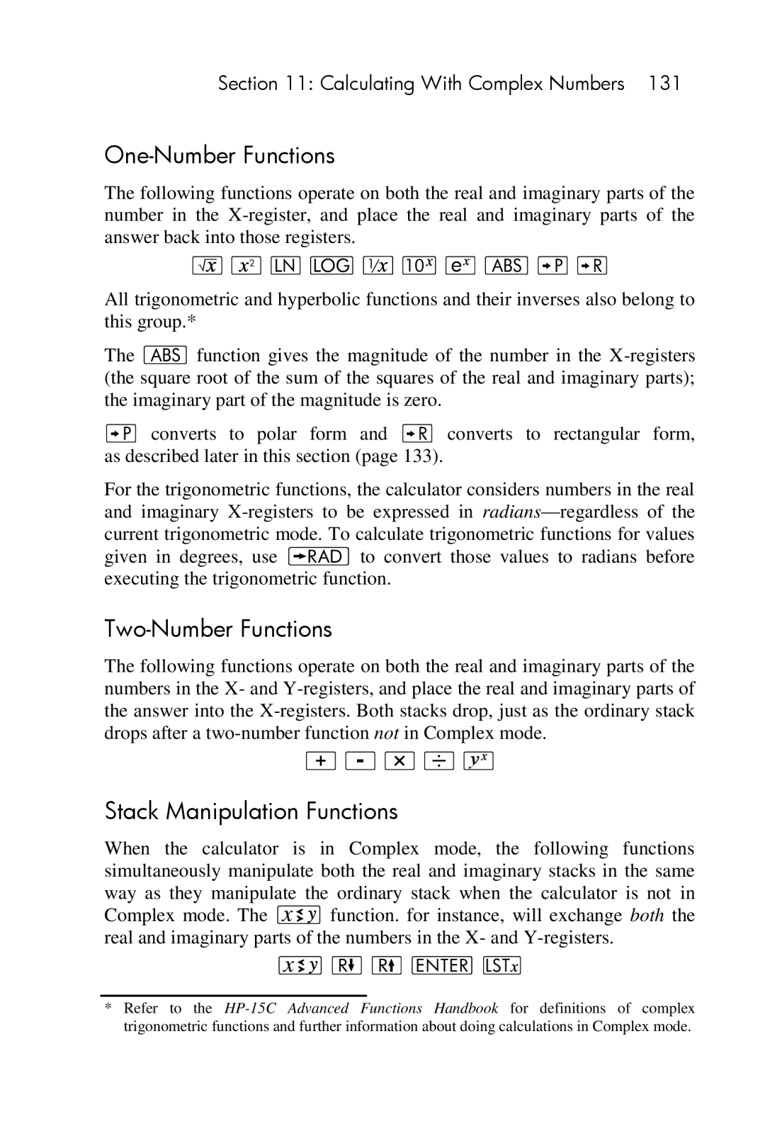 HP 15c Scientific manual ¤x N o ∕ @ a, + * ÷ y 