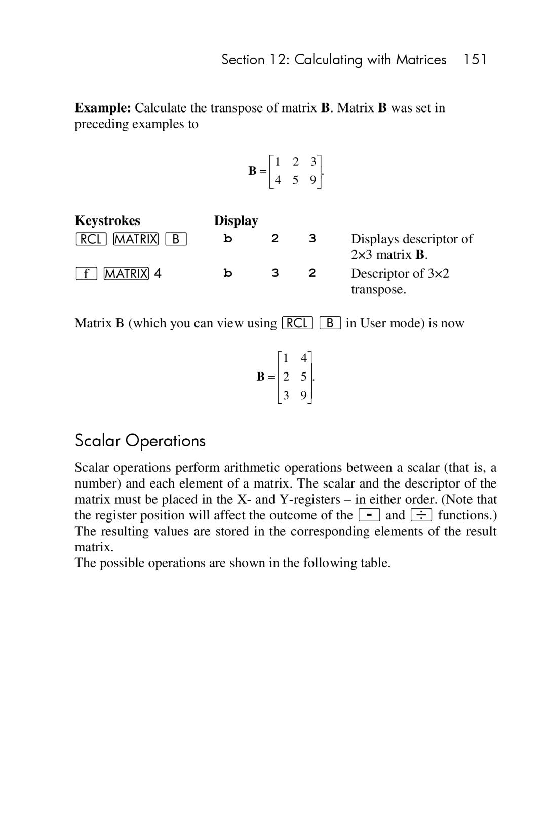 HP 15c Scientific manual Scalar Operations, LB b 