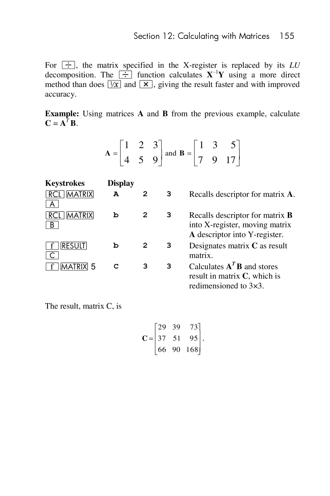 HP 15c Scientific manual = At B, Keystrokes Display l a a 